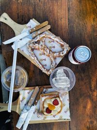 High angle view of food on table