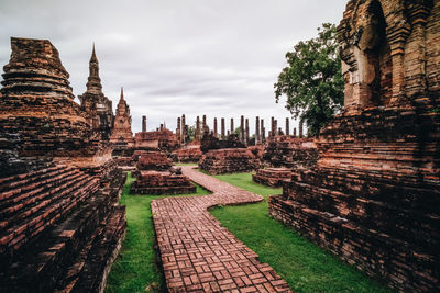 Panoramic view of temple amidst buildings against sky