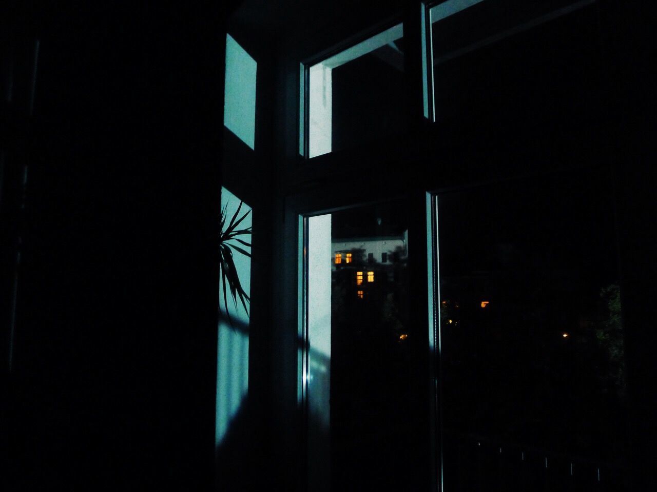 architecture, built structure, window, illuminated, indoors, building exterior, dark, night, glass - material, building, city, house, door, no people, residential structure, residential building, transparent, closed, reflection, shadow