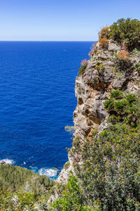 Scenic view from viewpoint mirador ricardo roco on a bay at the north coast of mallorca