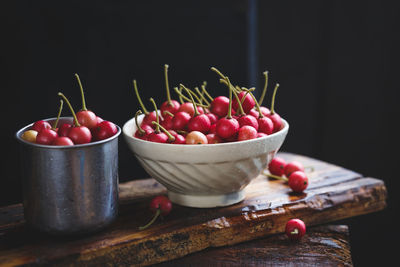 Close-up of fruits in bowl on table