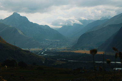 Scenic view of mountains against sky