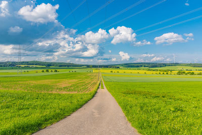 Scenic view of farm against sky