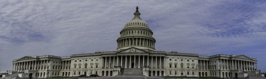 Low angle view of building against sky.  united states capitol building.