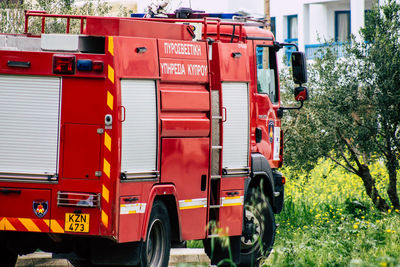 View of truck in city