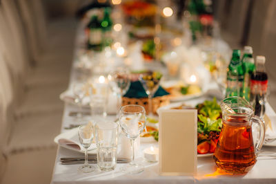 View of food served on table