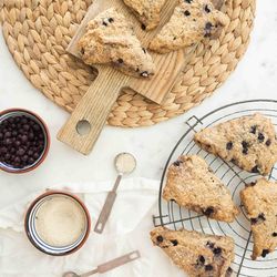 High angle view of cookies in basket on table