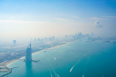 High angle view of cityscape against sky