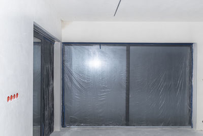 Freshly laid gypsum on the walls and ceiling of a newly built detached house.