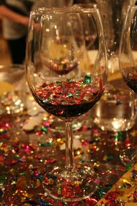 Close-up of wine in glass on table