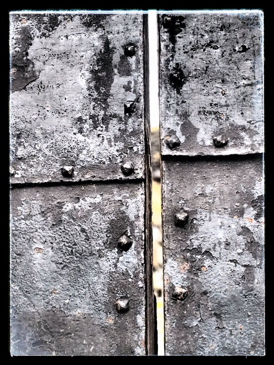 transfer print, weathered, full frame, old, textured, auto post production filter, backgrounds, close-up, abandoned, built structure, wall - building feature, damaged, deterioration, run-down, door, architecture, metal, wall, obsolete, no people