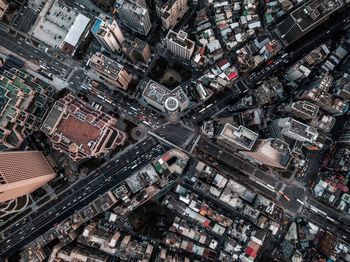 High angle view of buildings in city