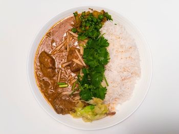 High angle view of food in bowl