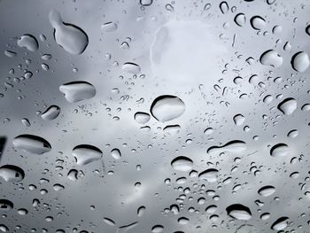 Full frame shot of raindrops on window