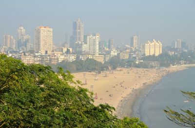 View of sea with buildings in background