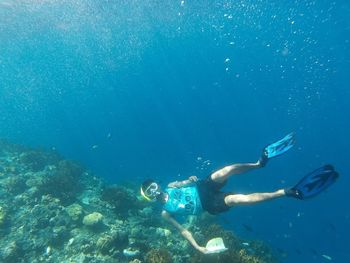 View of sea against blue sky