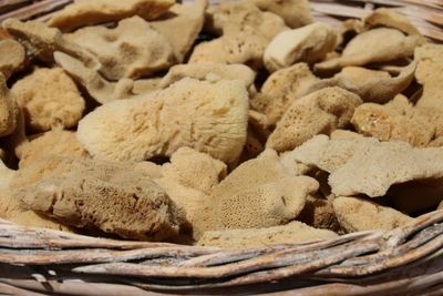 Full frame shot of sponges in a basket