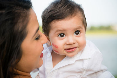 Portrait of mother and daughter baby