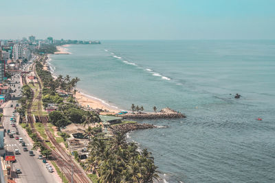 High angle view of sea against sky