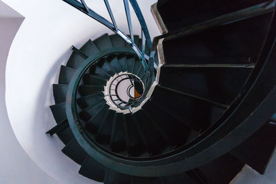 High angle view of spiral stairs