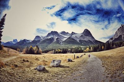 Scenic view of mountains against sky