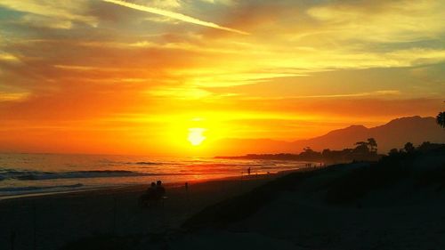 Scenic view of sunset over sea