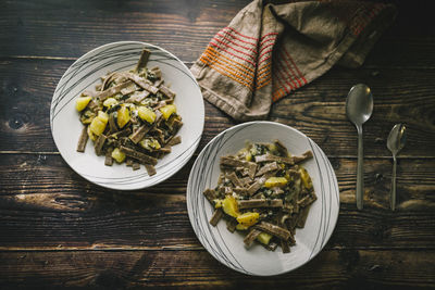 Typical pasta pizzoccheri alla valtellinese, from valtellina, it