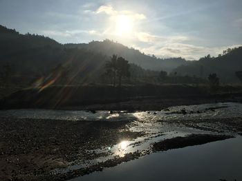 Scenic view of lake against sky