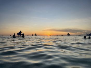 Scenic view of sea against sky during sunset