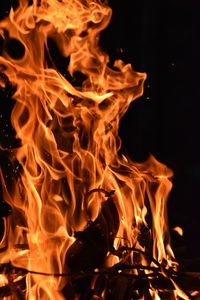 Close-up of fire in the dark