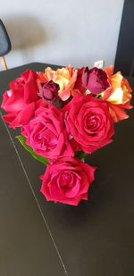 High angle view of rose bouquet