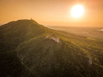 Scenic view of landscape against sky during sunset