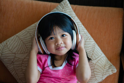 Portrait of smiling girl at home