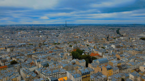  angle view of townscape against sky,aerial view of paris with eiffel tower france