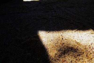 High angle view of sand on beach