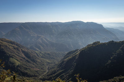 Scenic view of mountains against clear sky