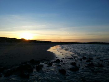 Scenic view of sea against sky at sunset