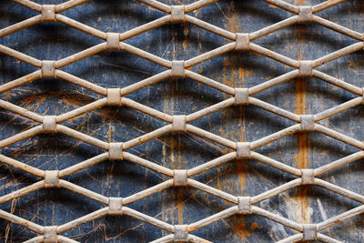 Full frame shot of chainlink fence against metal