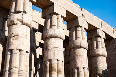Egyptian carved stone pillars.