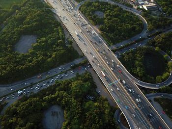 High angle view of elevated road in city