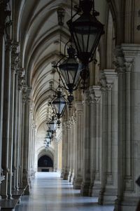 Interior of illuminated colonnade