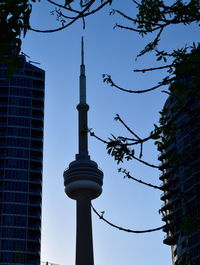 Low angle view of communications tower