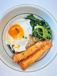 High angle view of food in plate 