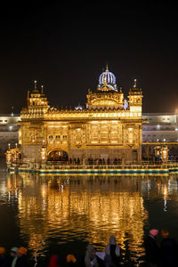 Illuminated building at night