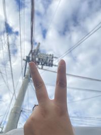 Midsection of person against sky