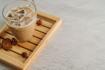 High angle view of tea on table