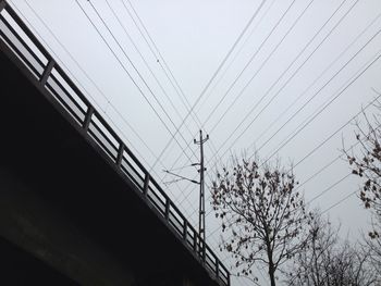 Low angle view of electricity pylon against sky