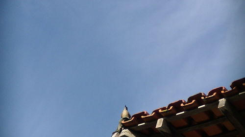 Low angle view of roof against clear sky