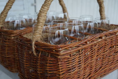 Close-up of wicker basket
