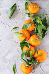 High angle view of oranges on table